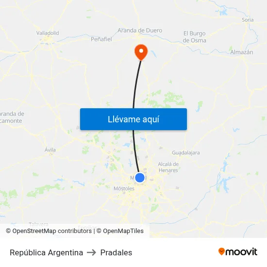 República Argentina to Pradales map