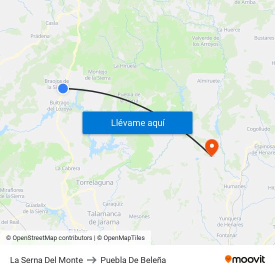 La Serna Del Monte to Puebla De Beleña map