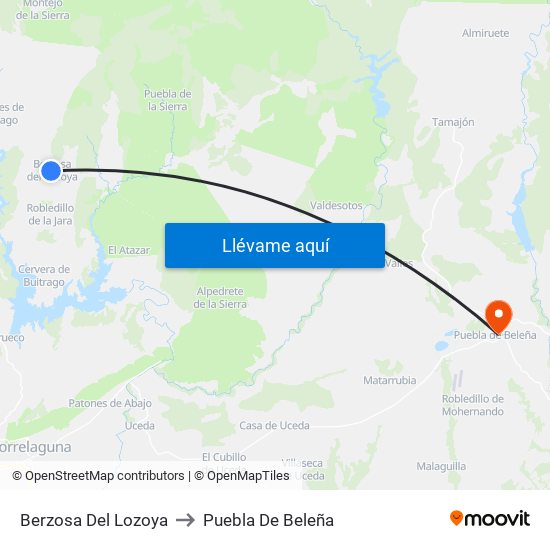 Berzosa Del Lozoya to Puebla De Beleña map