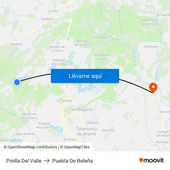 Pinilla Del Valle to Puebla De Beleña map