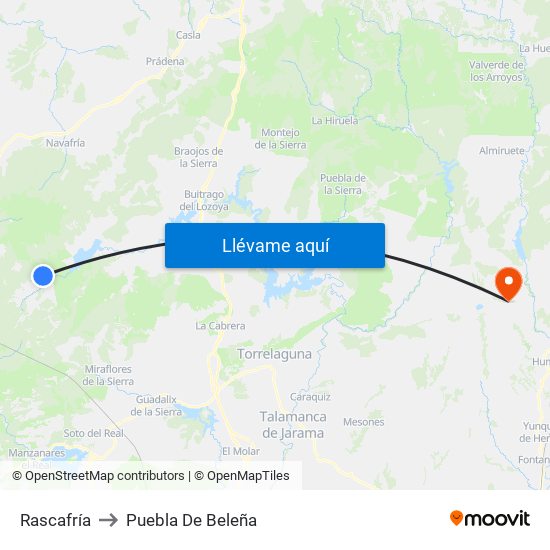 Rascafría to Puebla De Beleña map