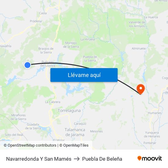 Navarredonda Y San Mamés to Puebla De Beleña map