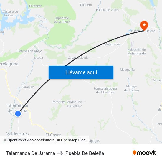 Talamanca De Jarama to Puebla De Beleña map