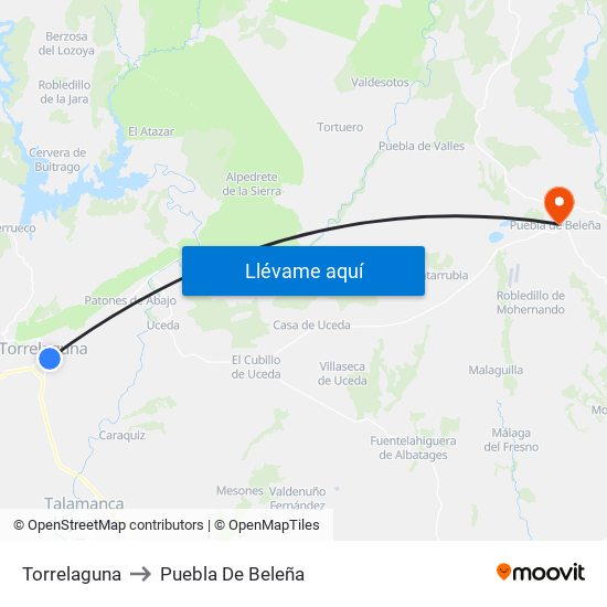 Torrelaguna to Puebla De Beleña map