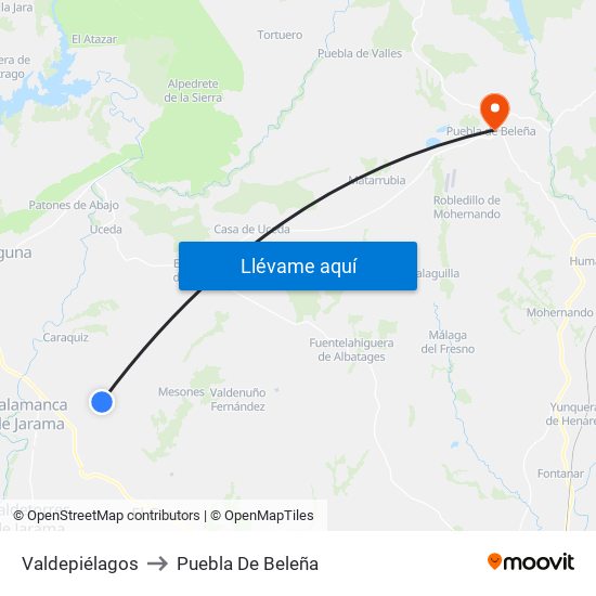 Valdepiélagos to Puebla De Beleña map