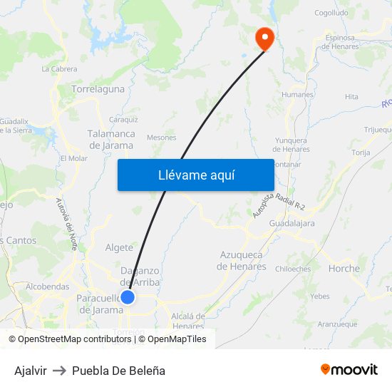 Ajalvir to Puebla De Beleña map