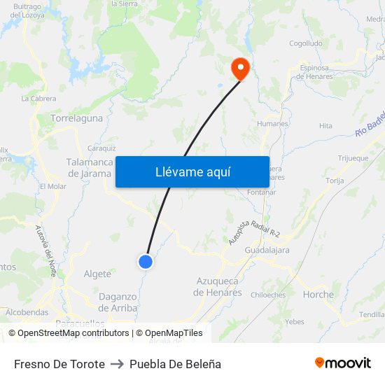 Fresno De Torote to Puebla De Beleña map