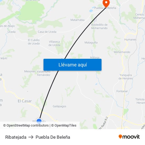 Ribatejada to Puebla De Beleña map
