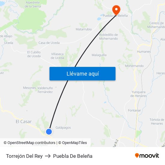 Torrejón Del Rey to Puebla De Beleña map