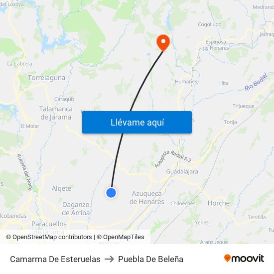 Camarma De Esteruelas to Puebla De Beleña map