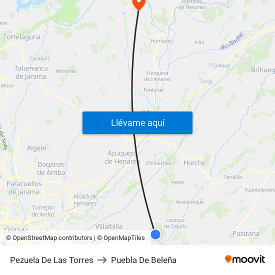 Pezuela De Las Torres to Puebla De Beleña map