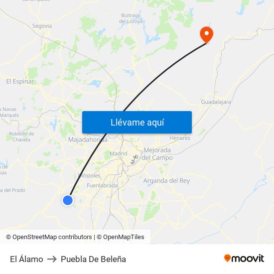 El Álamo to Puebla De Beleña map