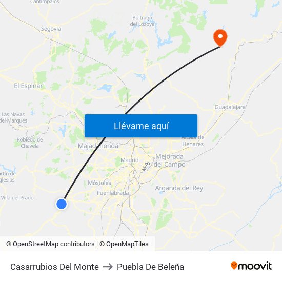 Casarrubios Del Monte to Puebla De Beleña map