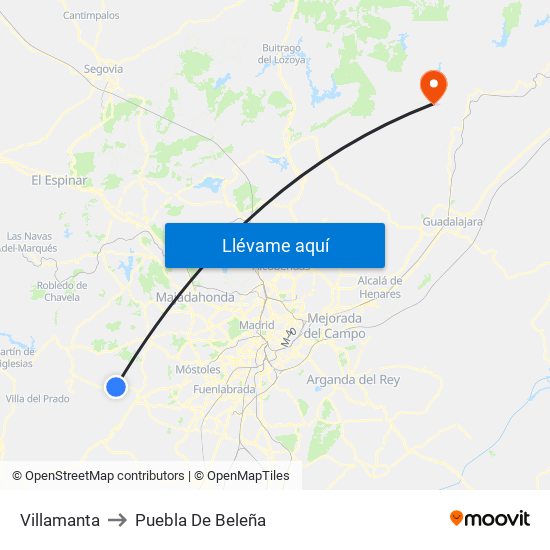 Villamanta to Puebla De Beleña map