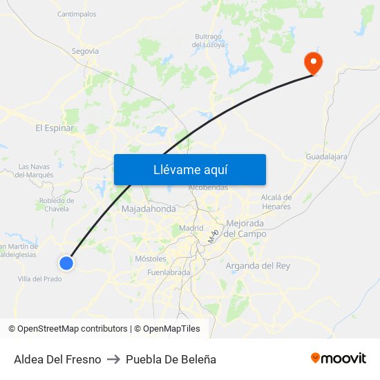 Aldea Del Fresno to Puebla De Beleña map