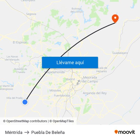 Méntrida to Puebla De Beleña map