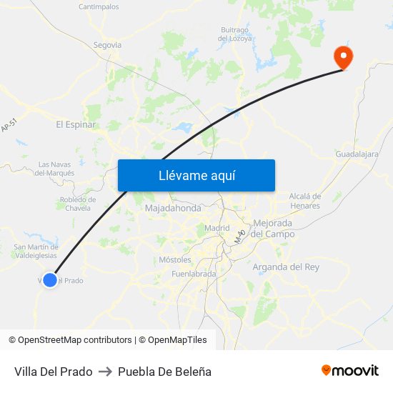 Villa Del Prado to Puebla De Beleña map