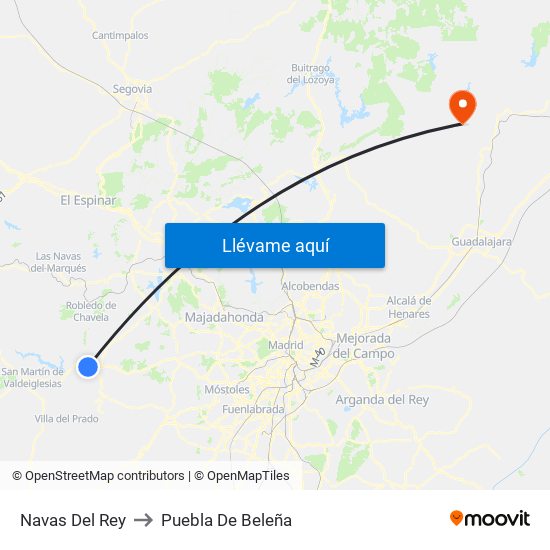Navas Del Rey to Puebla De Beleña map