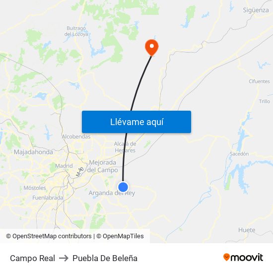 Campo Real to Puebla De Beleña map