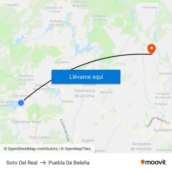 Soto Del Real to Puebla De Beleña map