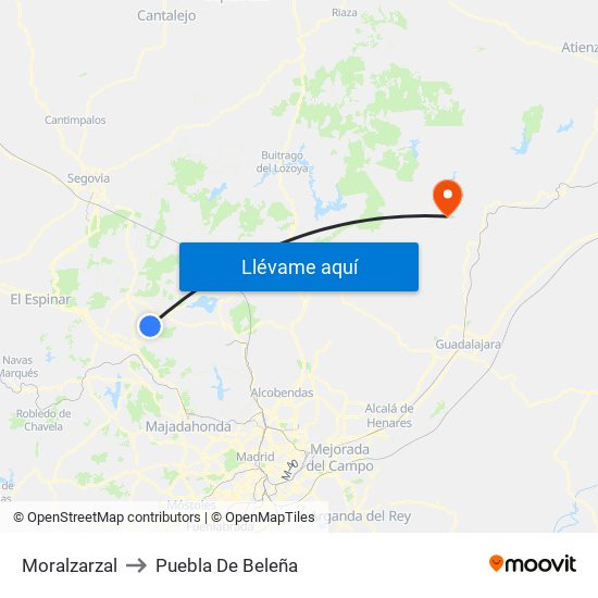 Moralzarzal to Puebla De Beleña map