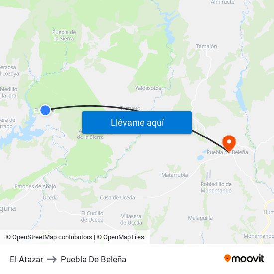 El Atazar to Puebla De Beleña map