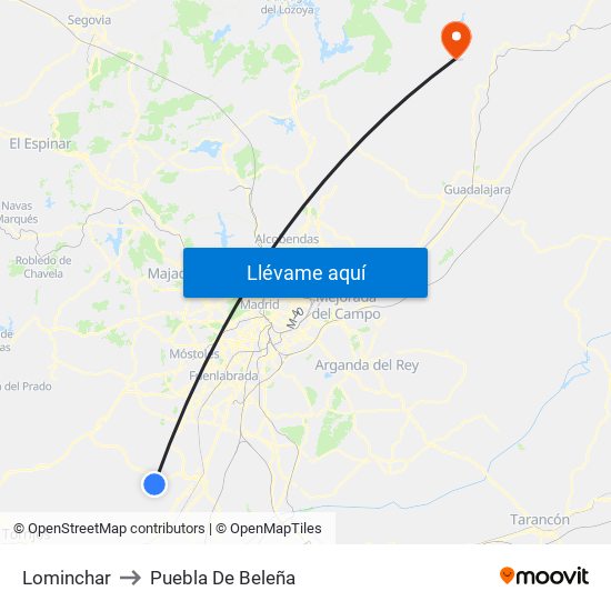 Lominchar to Puebla De Beleña map