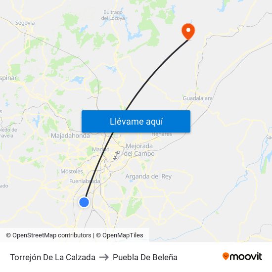 Torrejón De La Calzada to Puebla De Beleña map