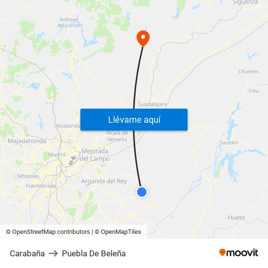 Carabaña to Puebla De Beleña map