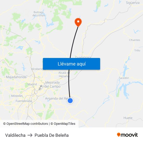 Valdilecha to Puebla De Beleña map