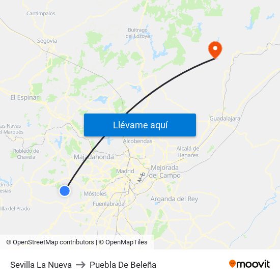 Sevilla La Nueva to Puebla De Beleña map
