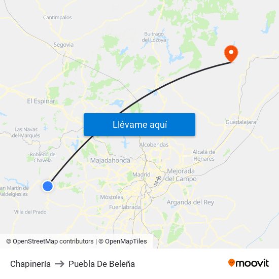 Chapinería to Puebla De Beleña map