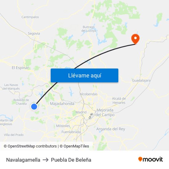 Navalagamella to Puebla De Beleña map