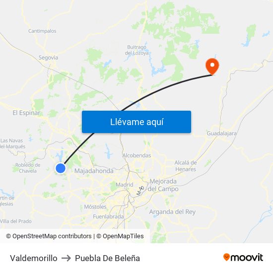 Valdemorillo to Puebla De Beleña map