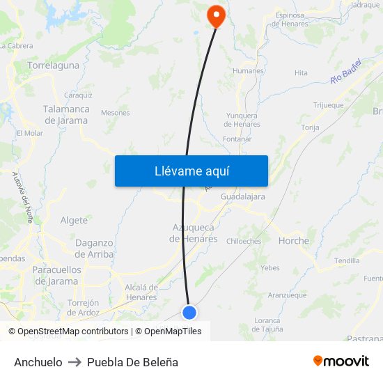 Anchuelo to Puebla De Beleña map