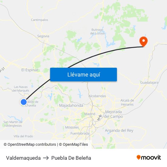 Valdemaqueda to Puebla De Beleña map
