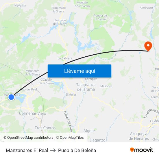 Manzanares El Real to Puebla De Beleña map