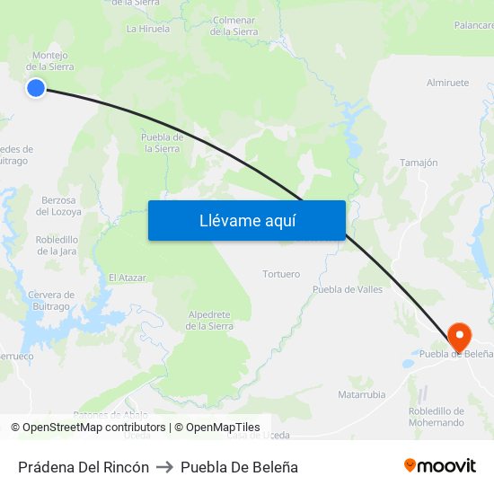 Prádena Del Rincón to Puebla De Beleña map