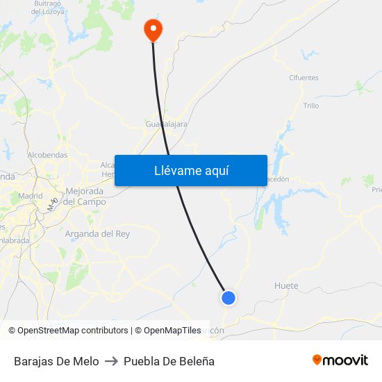 Barajas De Melo to Puebla De Beleña map