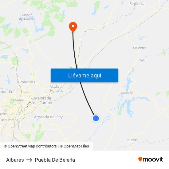 Albares to Puebla De Beleña map