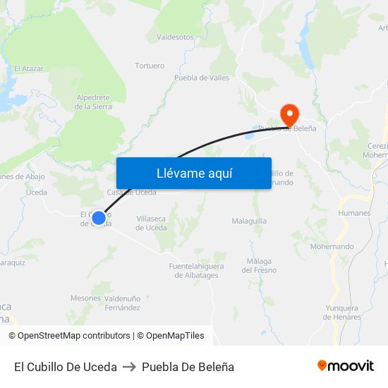 El Cubillo De Uceda to Puebla De Beleña map