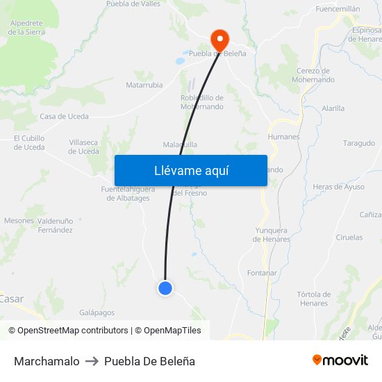 Marchamalo to Puebla De Beleña map