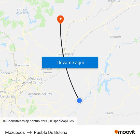 Mazuecos to Puebla De Beleña map