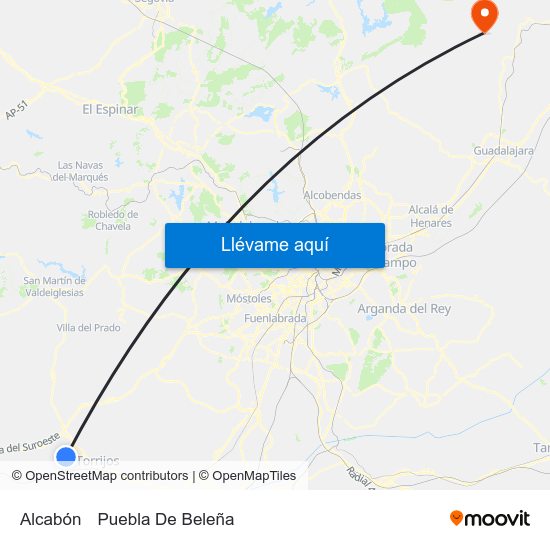 Alcabón to Puebla De Beleña map