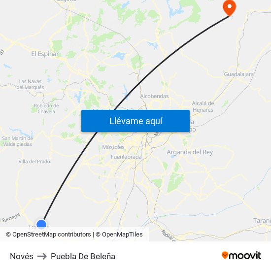 Novés to Puebla De Beleña map
