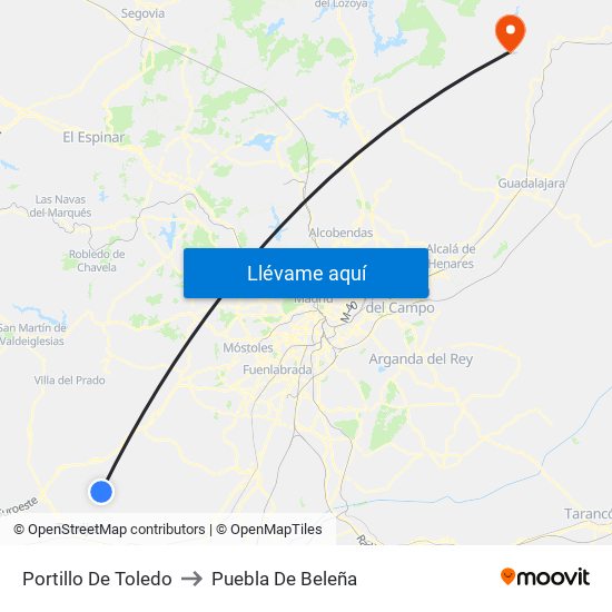 Portillo De Toledo to Puebla De Beleña map