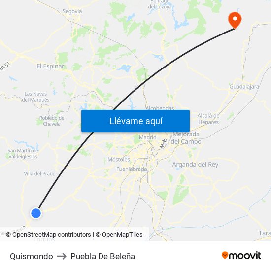 Quismondo to Puebla De Beleña map
