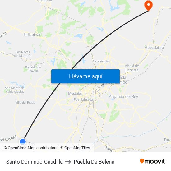 Santo Domingo-Caudilla to Puebla De Beleña map