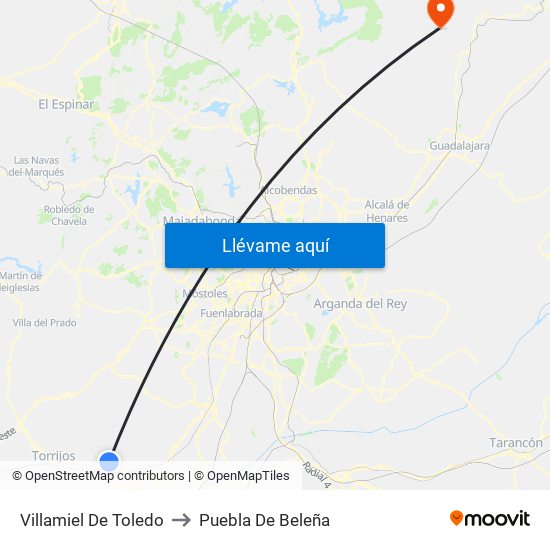 Villamiel De Toledo to Puebla De Beleña map