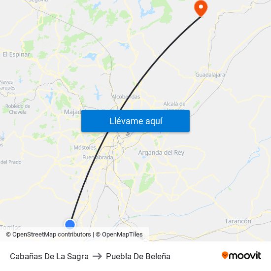 Cabañas De La Sagra to Puebla De Beleña map